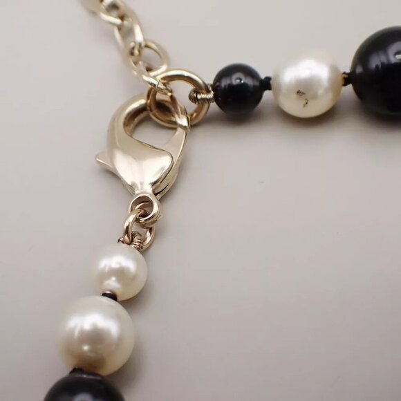 CHANEL CC Chain Pendant Necklace Imitation Pearl Beads A16B BK WE Gold 15RK811 - Picture 5 of 10